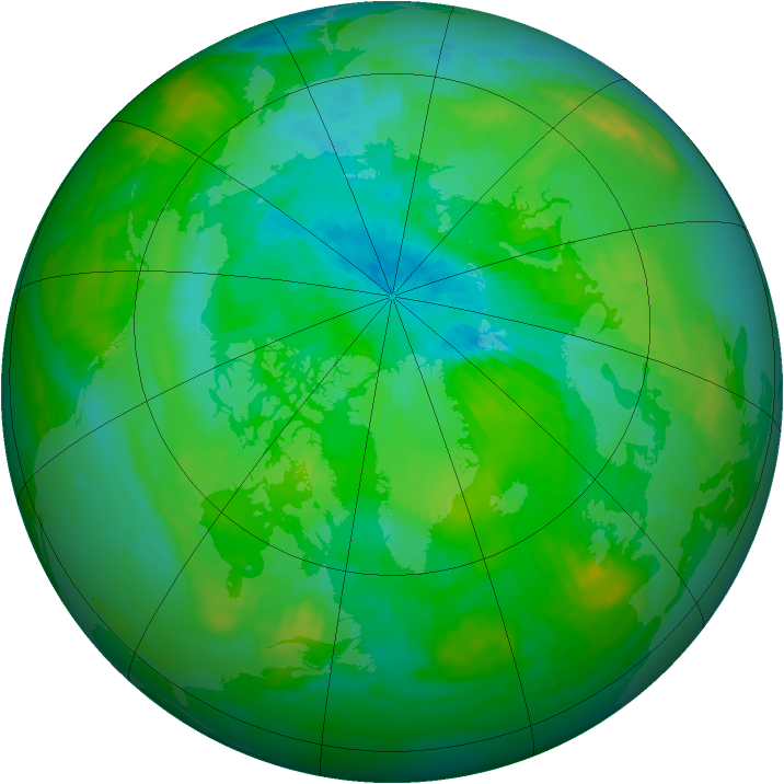 Arctic ozone map for 22 August 1991